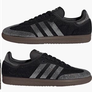 Adidas Black and Silver Crysal Embellished Sambas